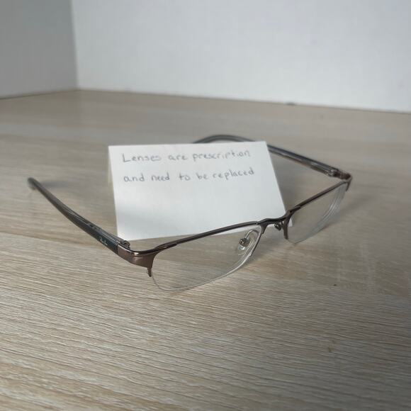 Ray-Ban RB6066 2531 Eyeglasses Half Rim Brown Frames Only 52-17-140 Made Italy - Picture 1 of 9